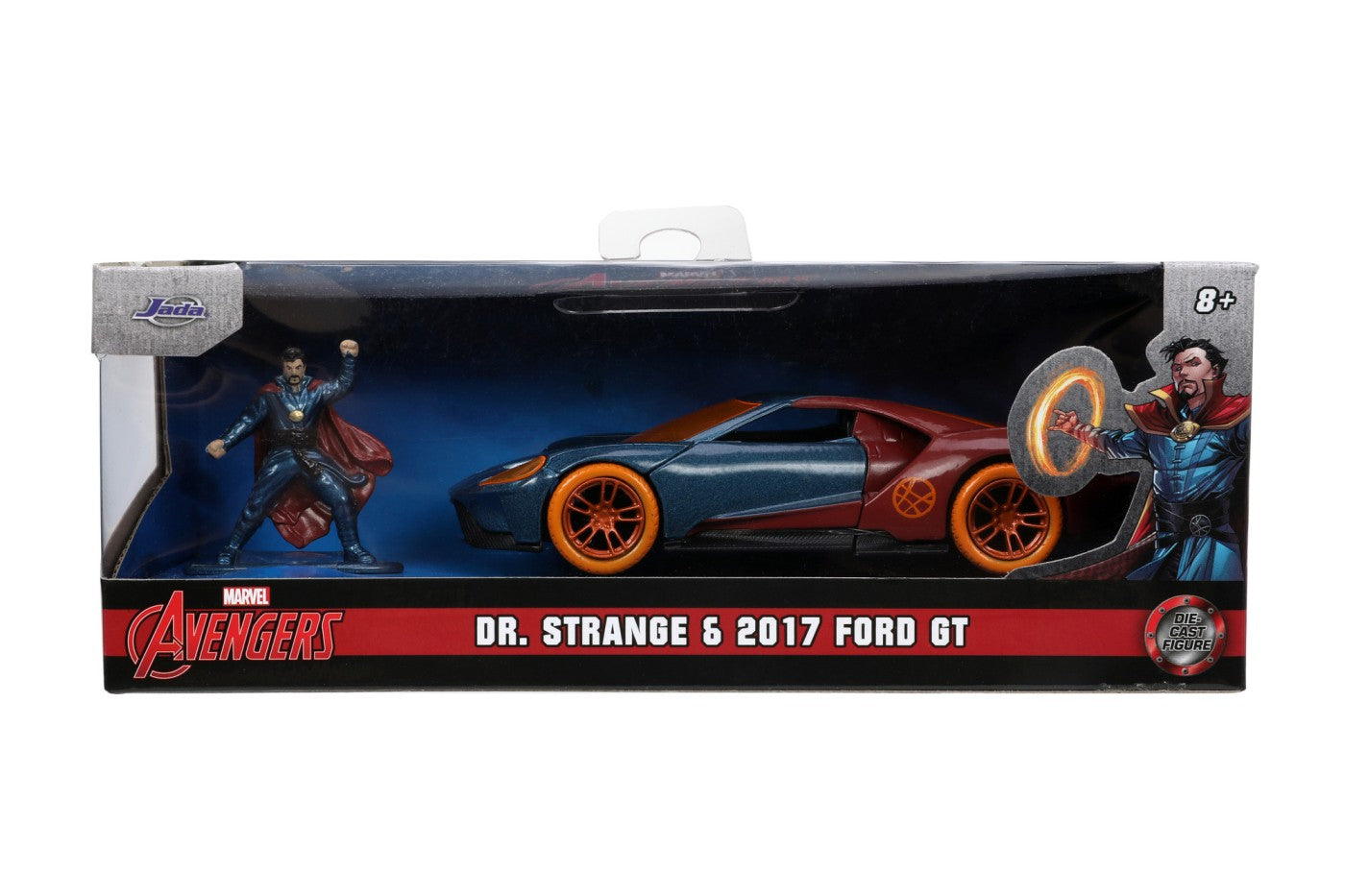 Jada marvel masinuta metalica ford gt scara 1:32 si figurina metalica doctor strange