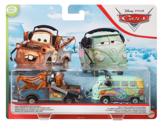 Cars3 set 2 masinute metalice mater cu casti si fillmore cu casti