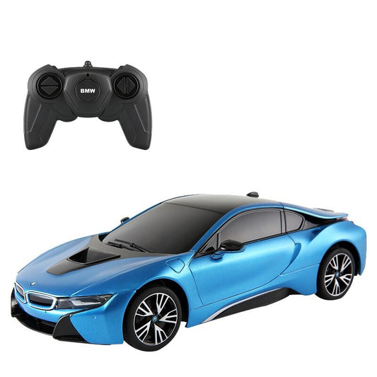 Masina cu telecomanda bmw i8 albastru cu scara 1 la 18