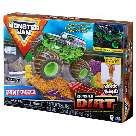 Monster jam set camioneta cu nisip si accesorii grave digger