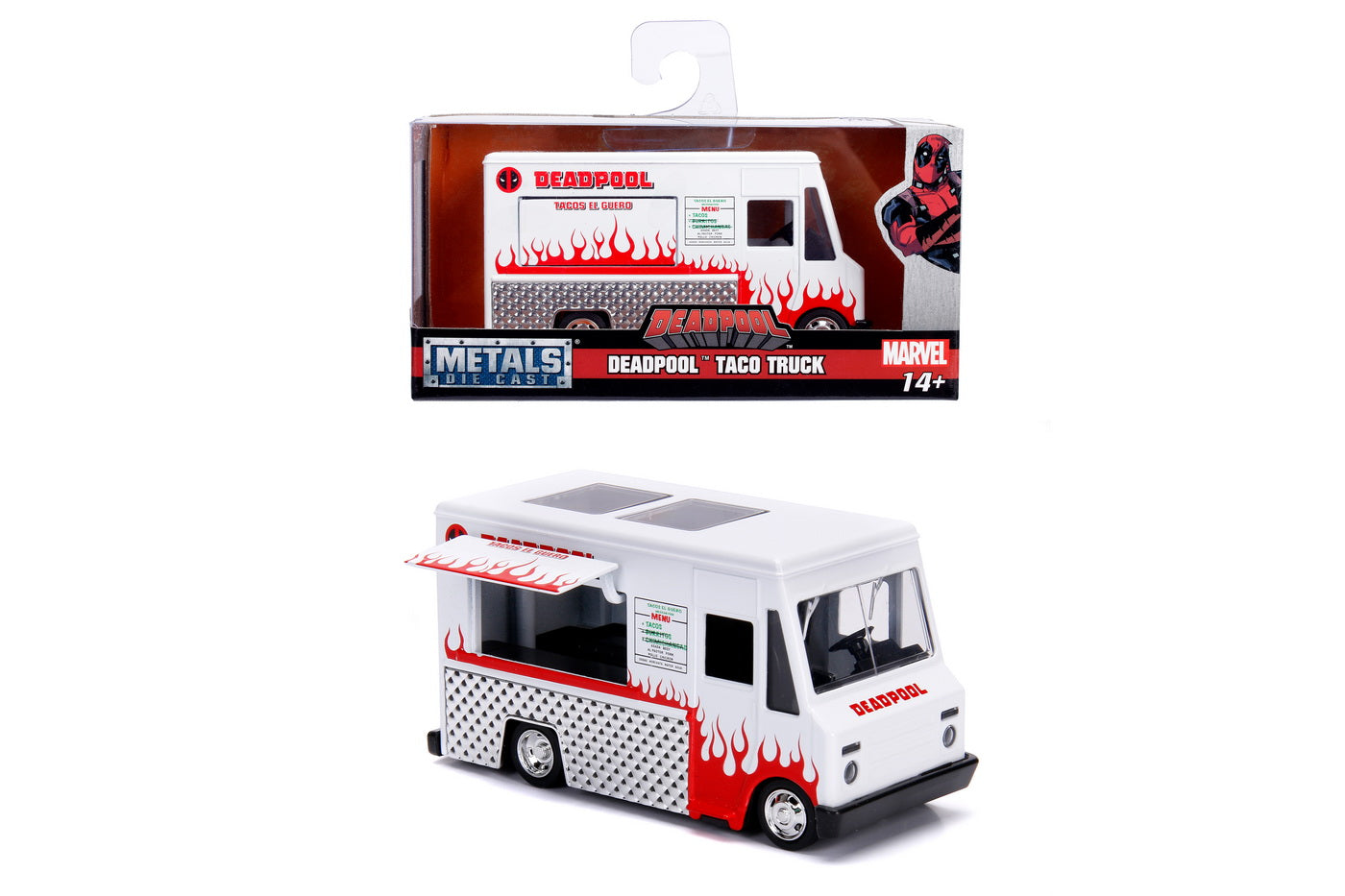 Masinuta metalica food truck a lui deadpool scara 1 la 32