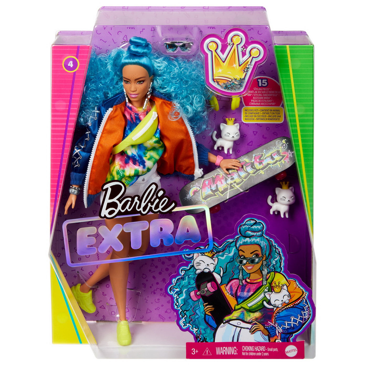 Papusa barbie extra style par albastru carliontat