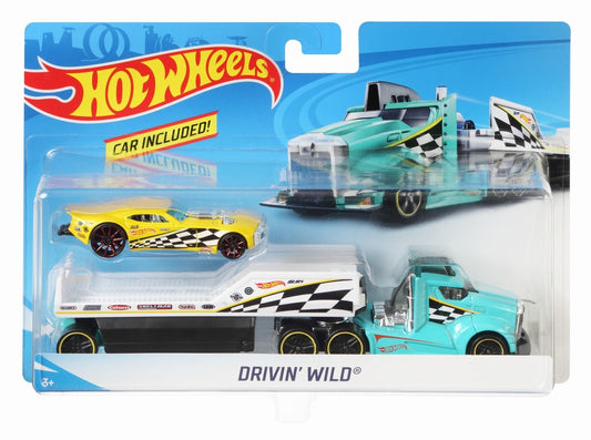 Set camion si masina sport hot wheels driving wild