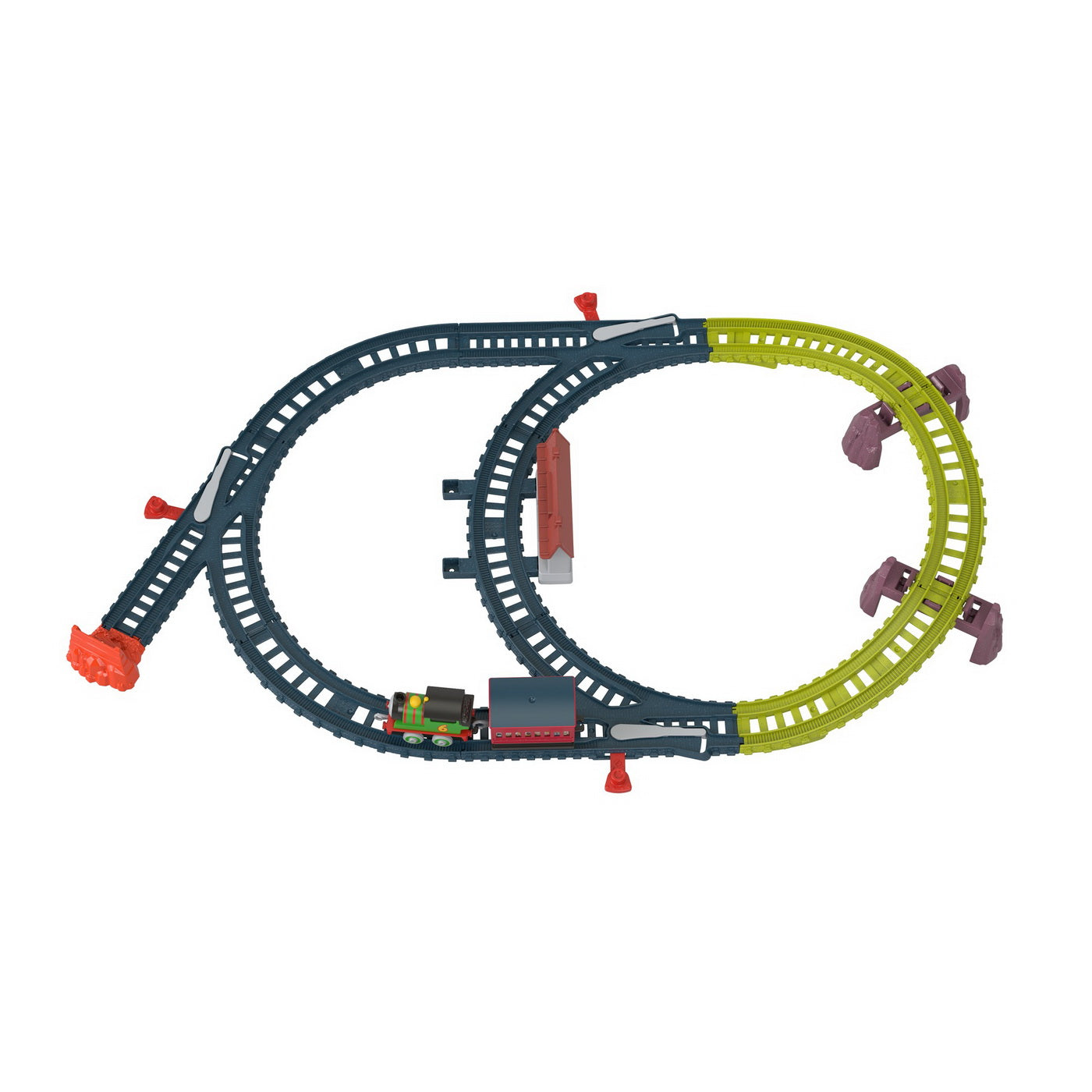 Thomas set de joaca cu locomotiva push along percy si accesorii