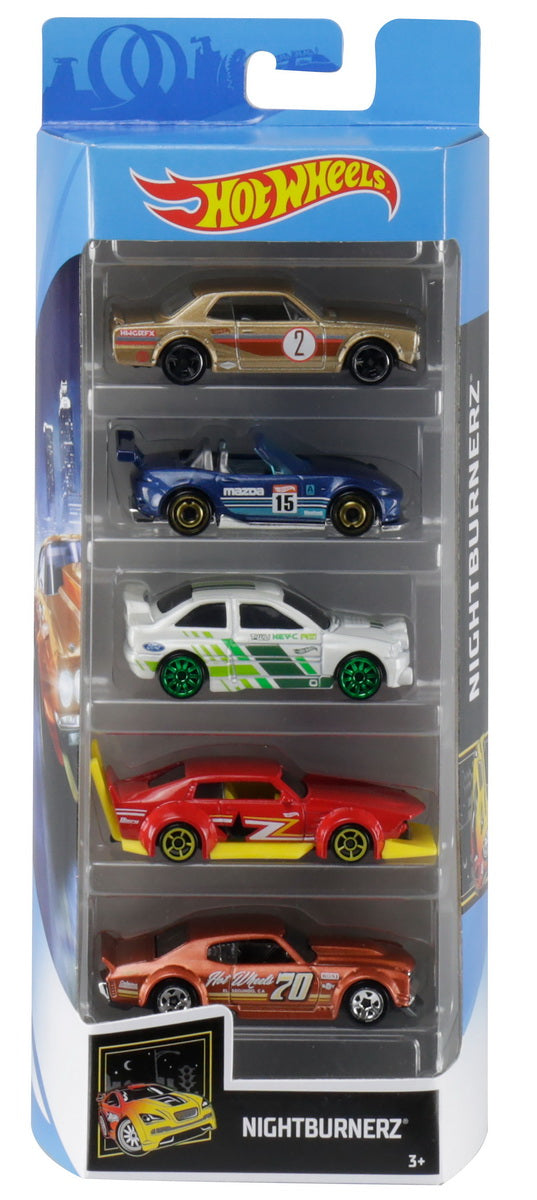 Set 5 masini hot wheels night burnerz