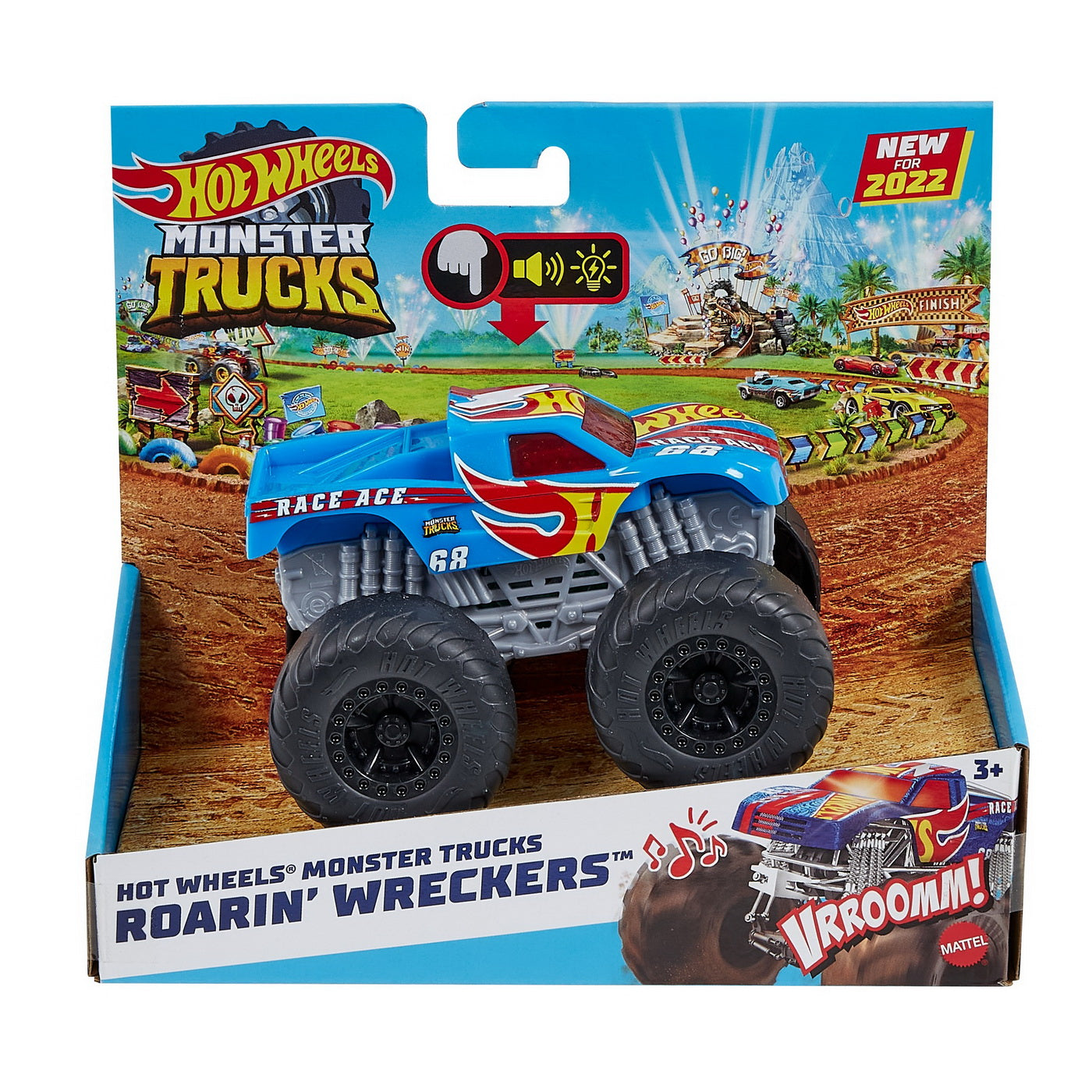 Hot wheels monster truck roarin wreckers race ace cu functii si sunete scara  1:43