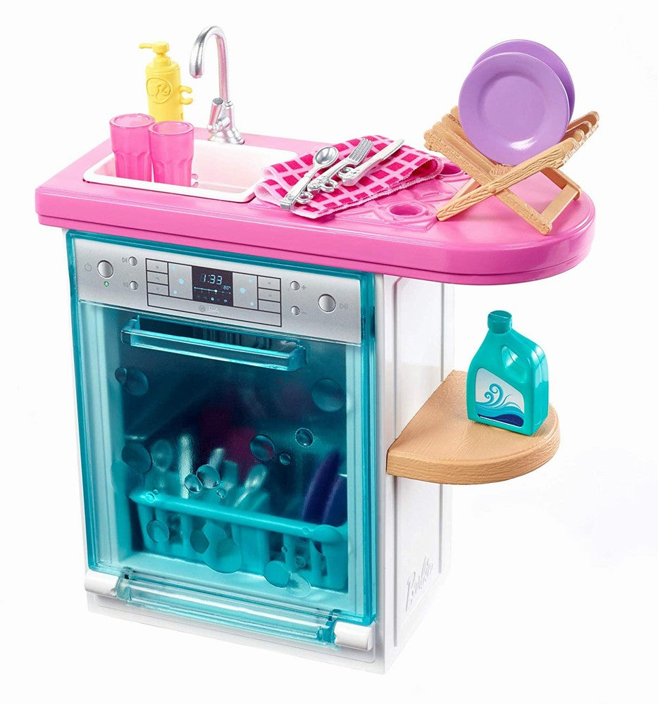 Set mobilier barbie bucatarie cu vesela