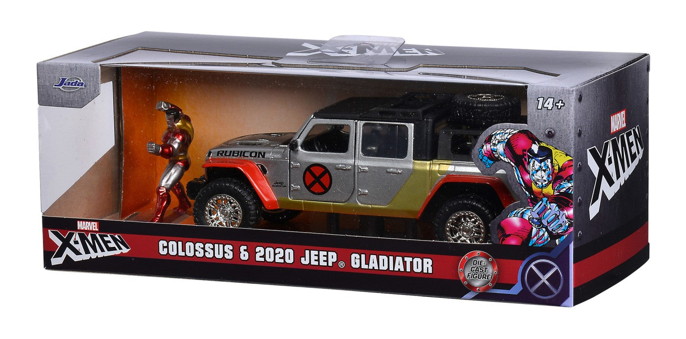 Jada marvel set masinuta metalica jeep gladiator scara 1:32 si figurina din metal colossus