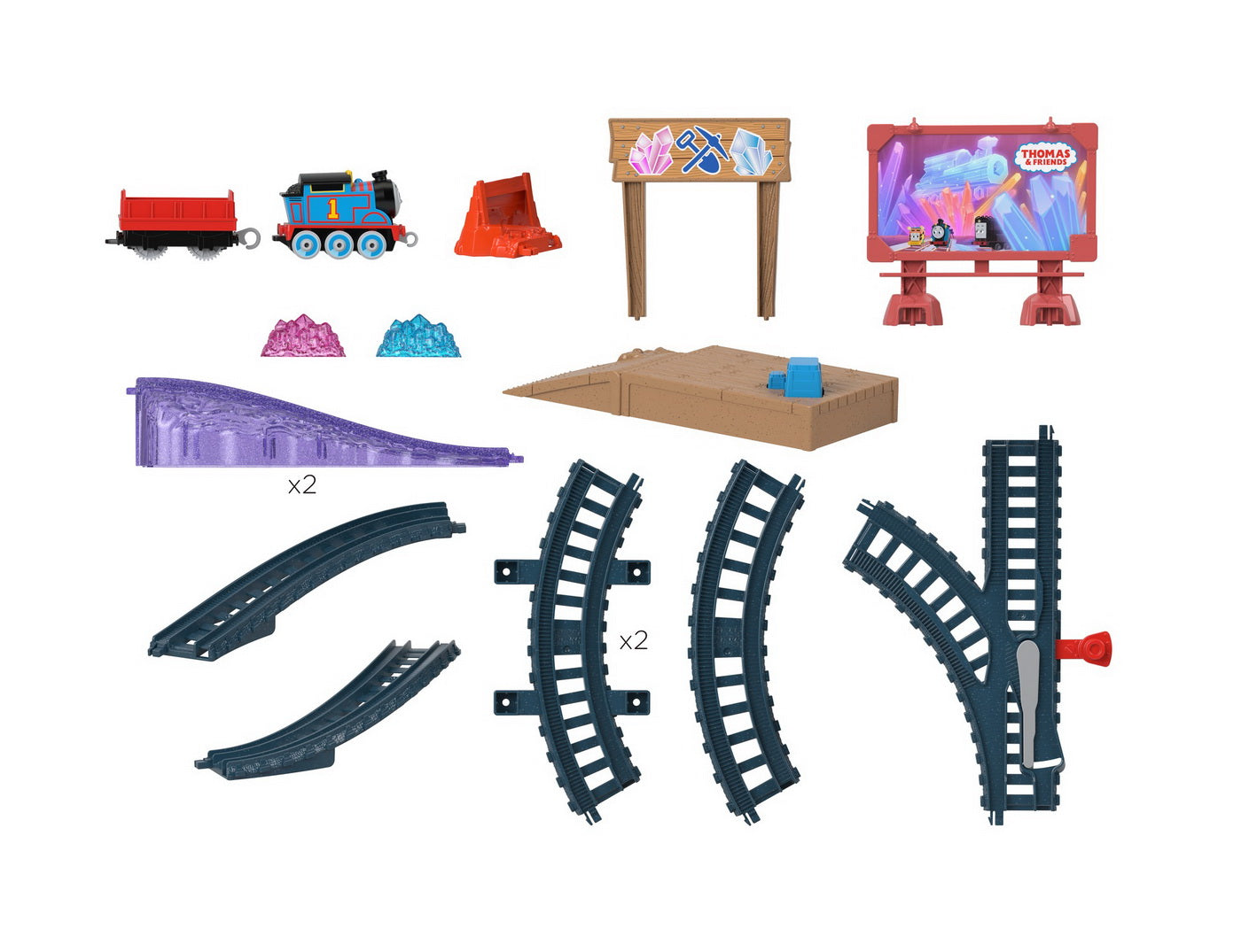 Thomas set de joaca cu locomotiva push along thomas si accesorii