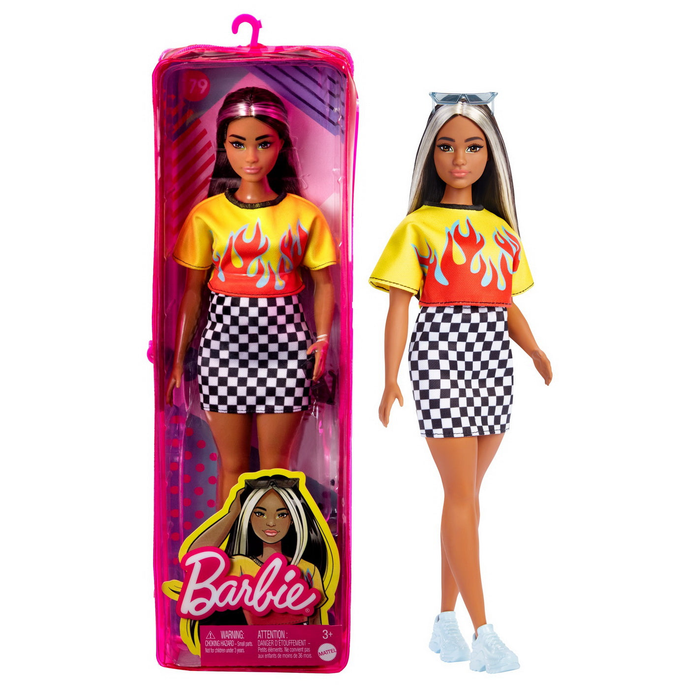 Papusa barbie fashionista bruneta cu suvite blonde