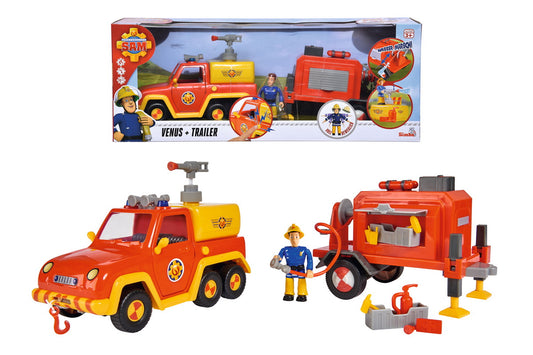 Fireman sam venus cu remorca si figurina