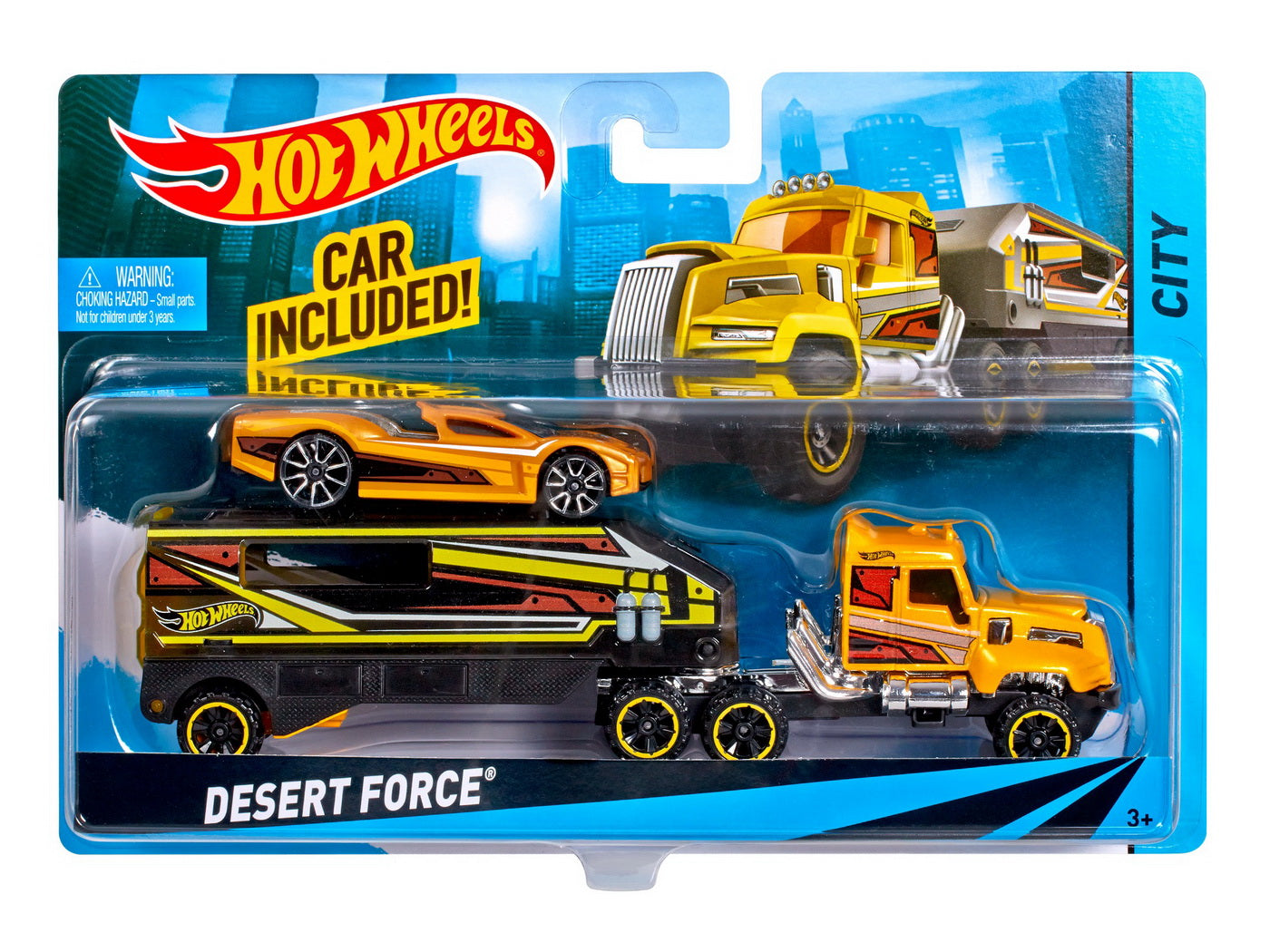 Set camion si masina sport hot wheels desert force