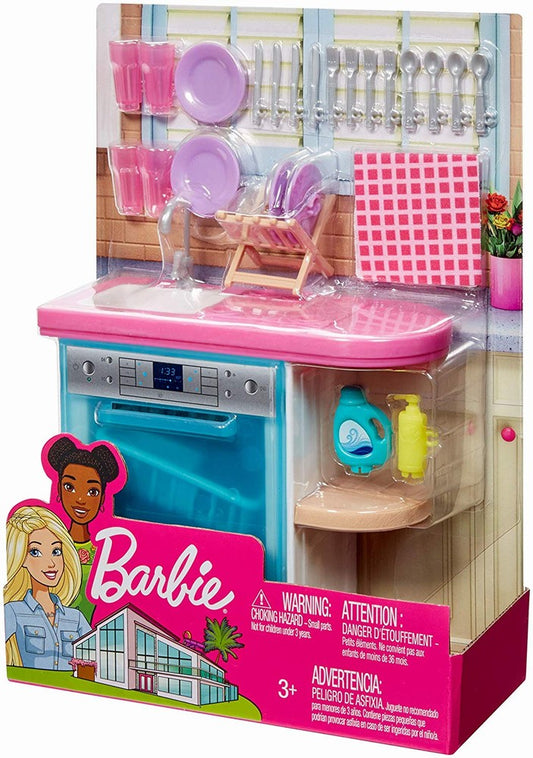 Set mobilier barbie bucatarie cu vesela