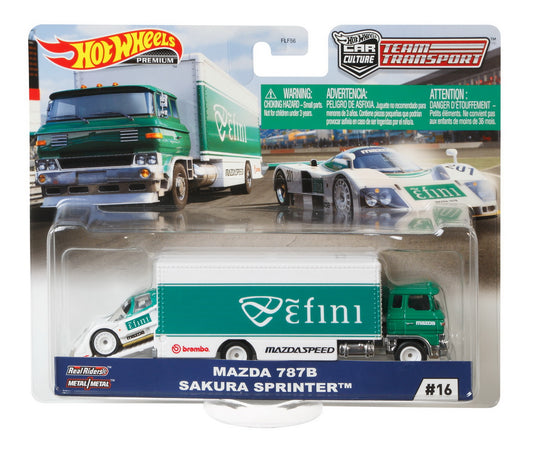 Hot wheels transportator sakura sprinter cu masinuta mazda 787b scara 1:64