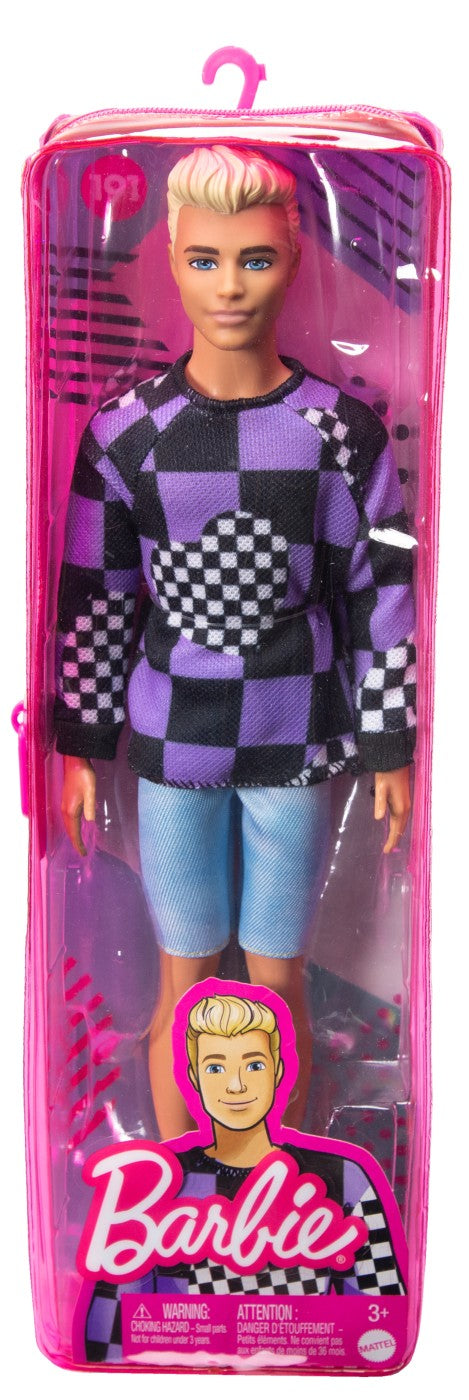 Barbie papusa baiat fashionistas blond cu bluza cu imprimeu geometric