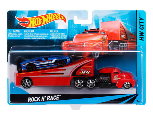 Set camion si masina sport hot wheels rock n' race