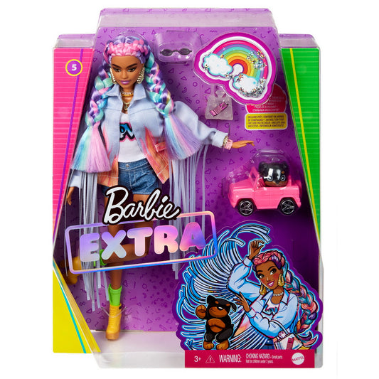 Papusa barbie extra style codite curcubeu