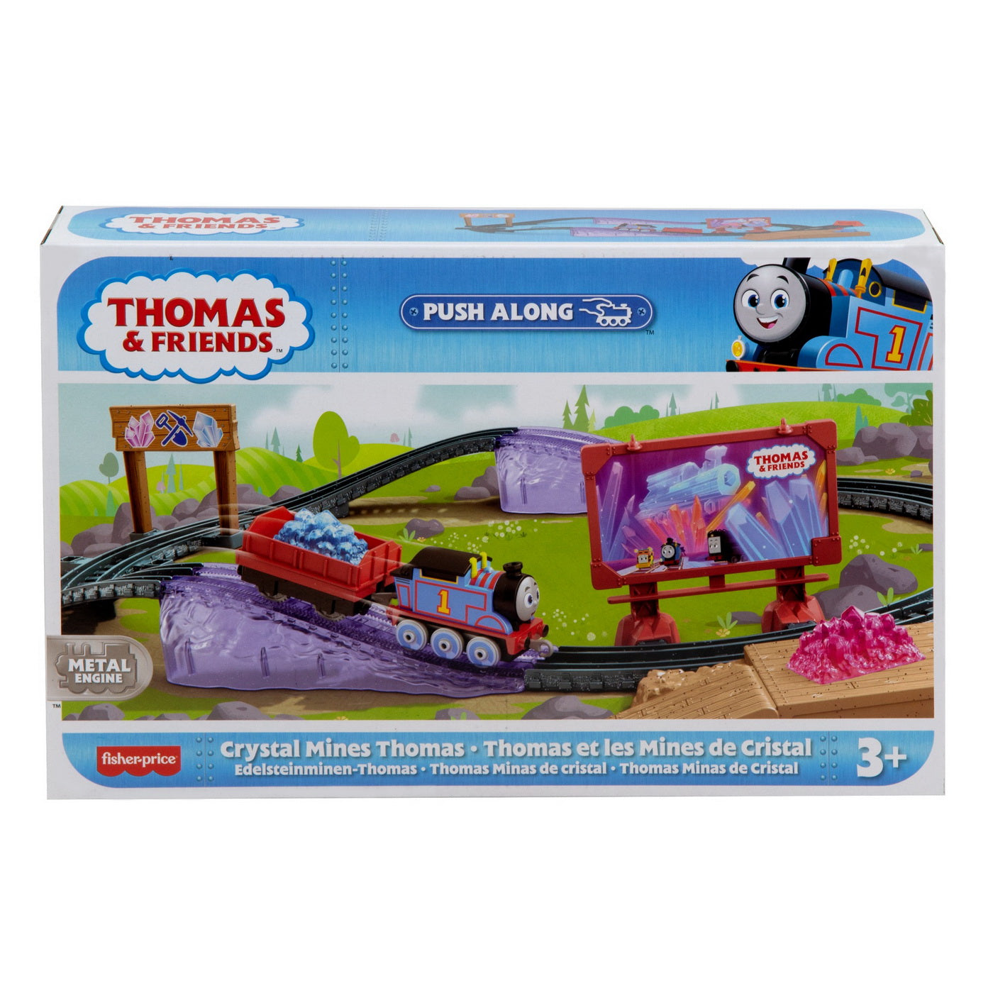 Thomas set de joaca cu locomotiva push along thomas si accesorii