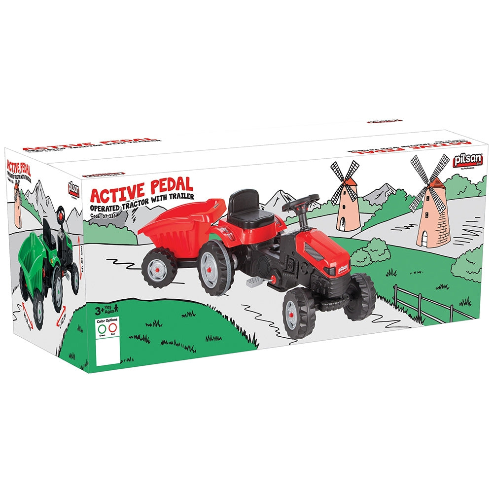 Tractor cu pedale si remorca Pilsan Active rosu 07-316